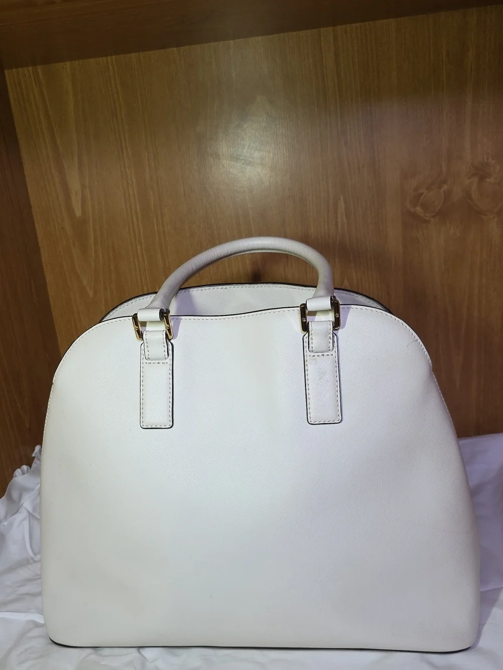 Tory Burch Cream Dome Satchel with Gold Logo
